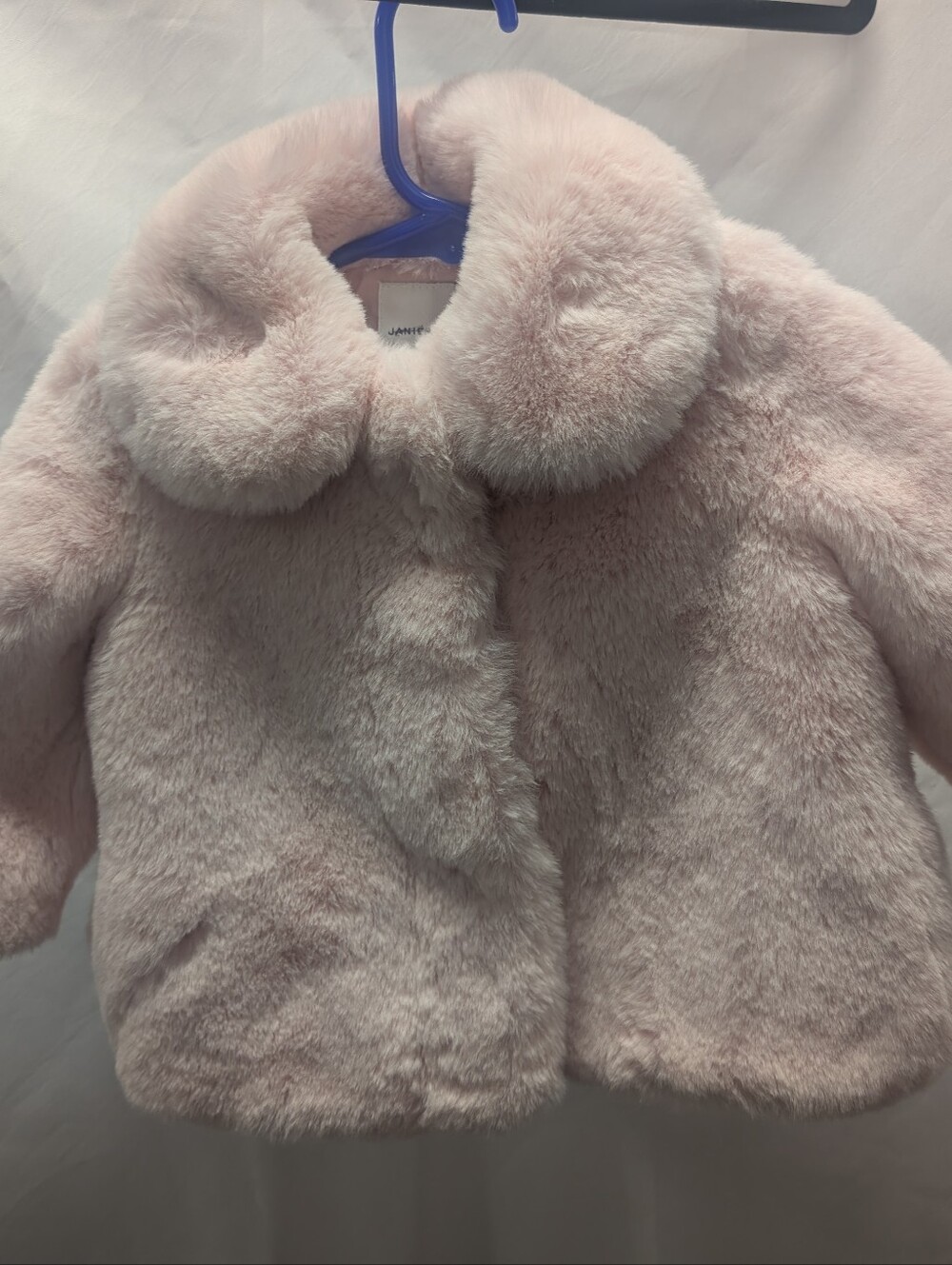 Janie and Jack Plush Light Pink Faux-Fur Pea Coat
